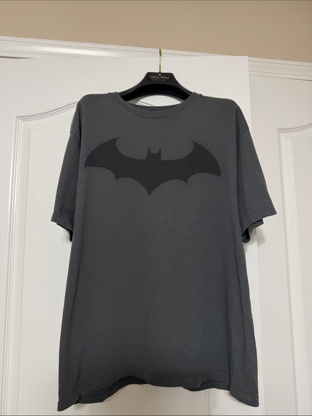 Batman Short Sleeve Gray Tee with Black Bat Logo